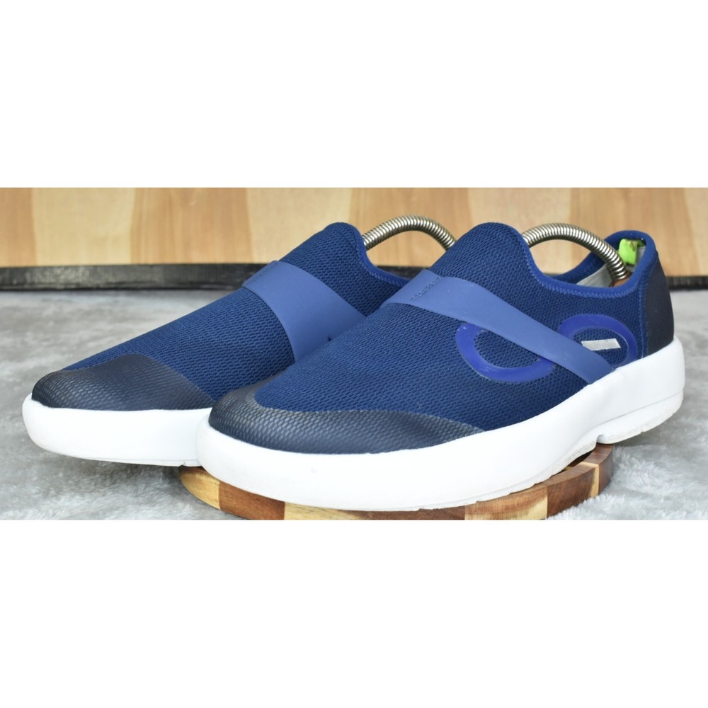 Oofos Oomg Eezee Men Shoes Size 10.5 Low Slip On Blue White Recovery Sneakers